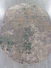 Пушистый круглый ковер LIMAN F163 GRAY-GREEN Овал